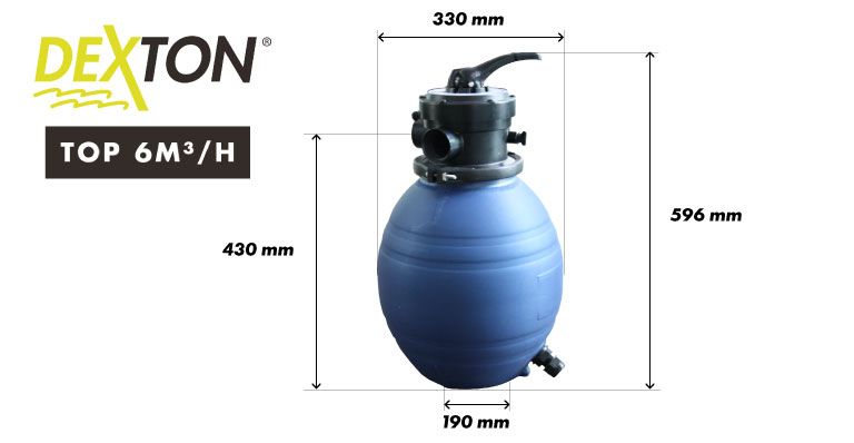 Dimensions filtre à sable Dexton top 6 m3/h