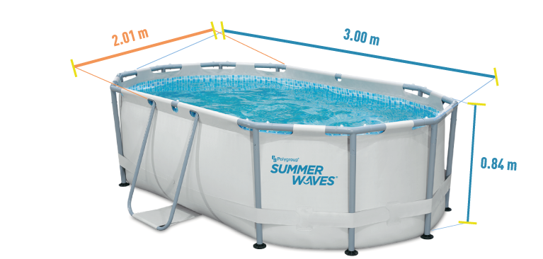 Dimensions de la piscine summer waves active frame ovale 3m