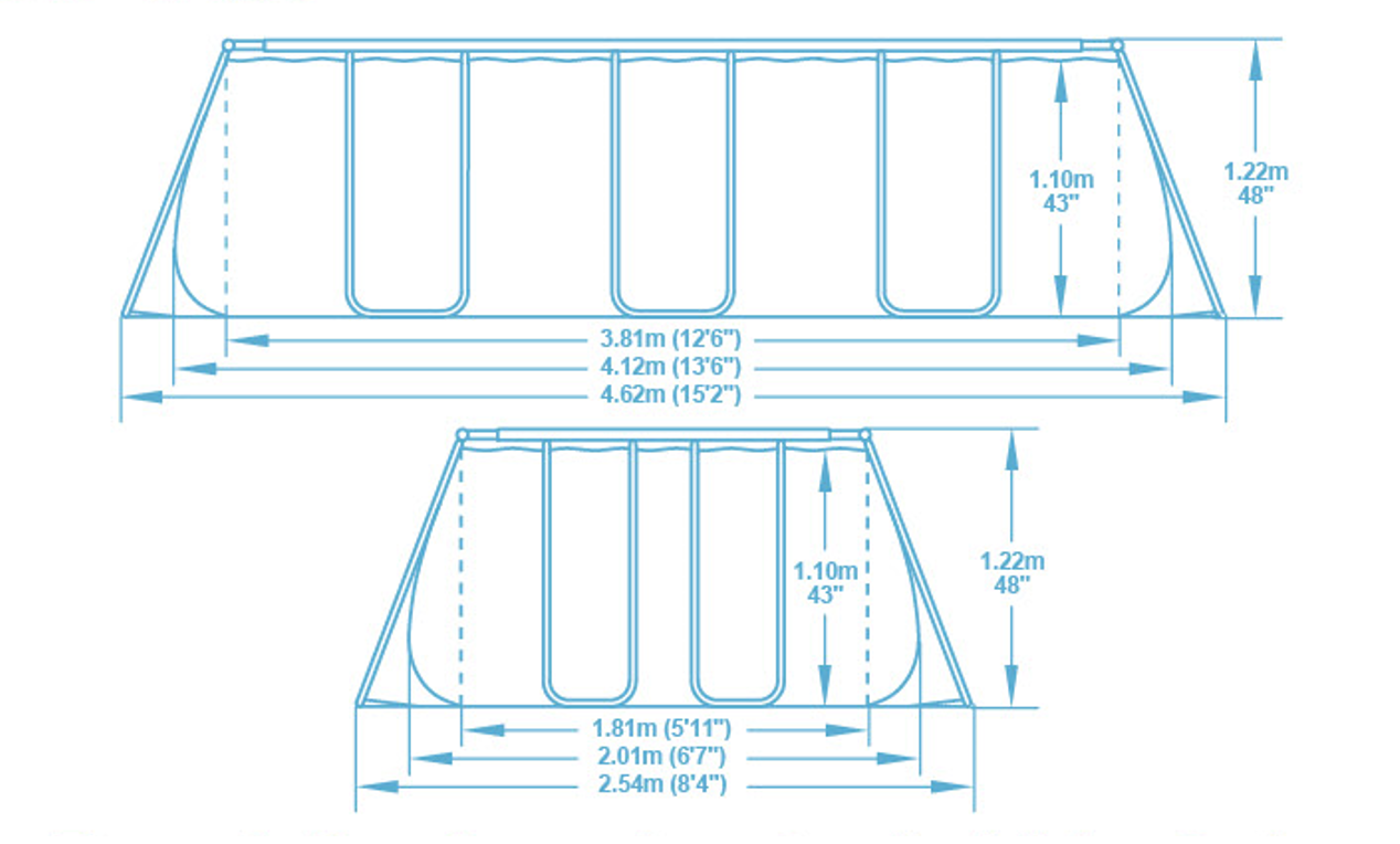 dimensions piscine power steel rectangulaire 4.22x2.01x1.22