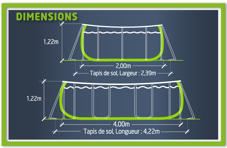 dimension de la piscine yzaki rectangulaire 4.00mx2.00m