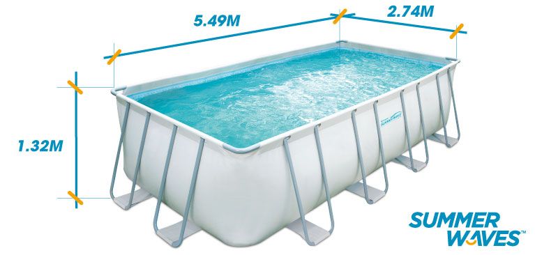 Dimensions de la piscine Summer Waves 5.49 x 2.74 x 1.32 m