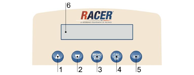 Écran de commande du régulateur pH/Redox Racer Serenity