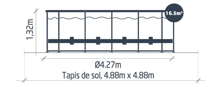 Dimensions de la piscine yzaki 4.27 x 1.32 m